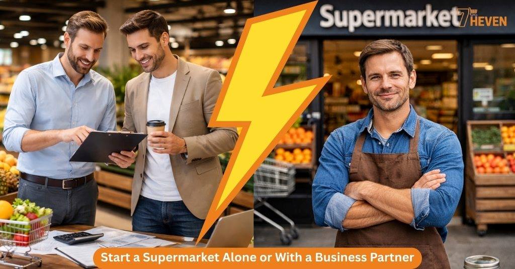 start supermarket alone or with business partner