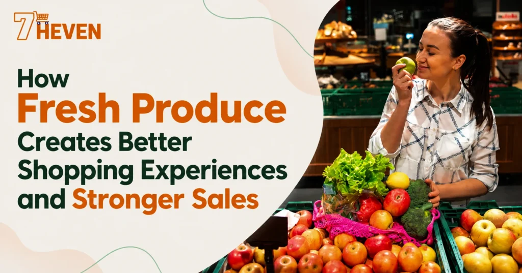 Fresh produce shopping experience in a modern supermarket
